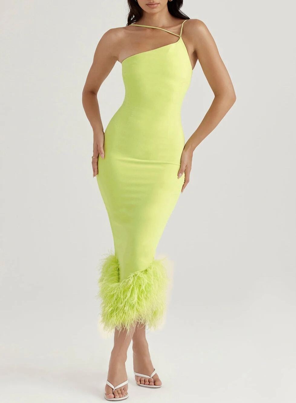 House of CB Alessia Lime Midi Dress Size XS